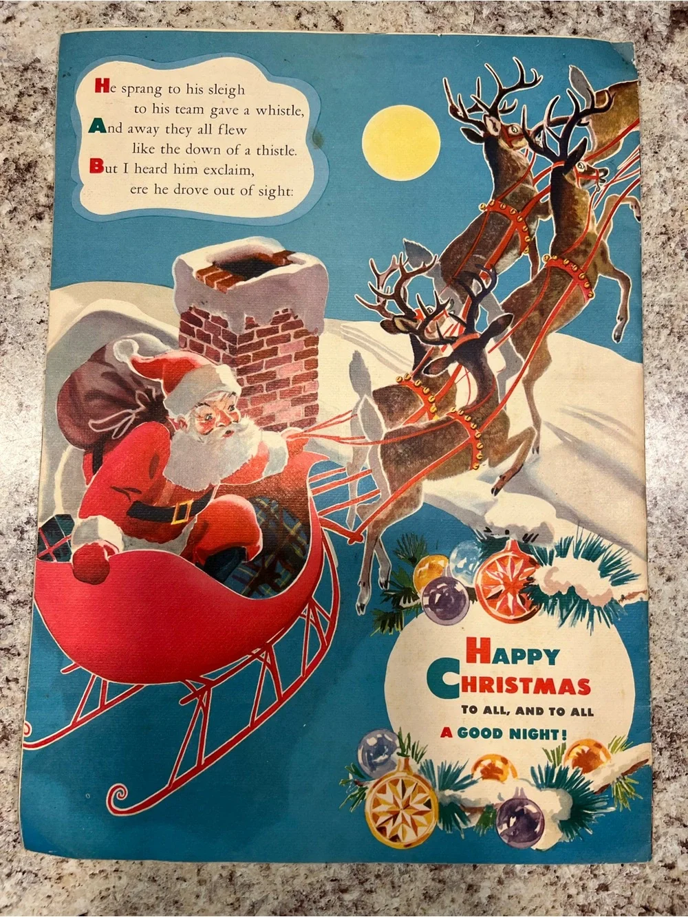 Vintage 1945 The Night before Christmas Book